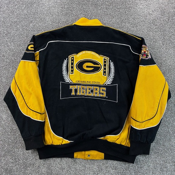 Vintage Grambling State Tigers Racing Jacket Mens XL Black Yellow College NCAA - Picture 4 of 6